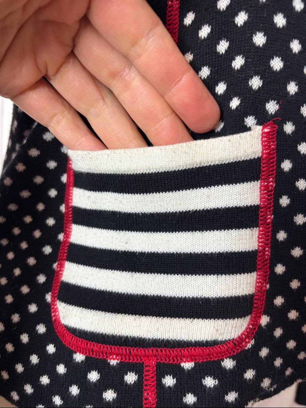 BETTY BARCLAY Polka Dot & Stripe Knit Cardigan 100% Cotton | Size EU 36 / US 6 - Picture 6 of 11